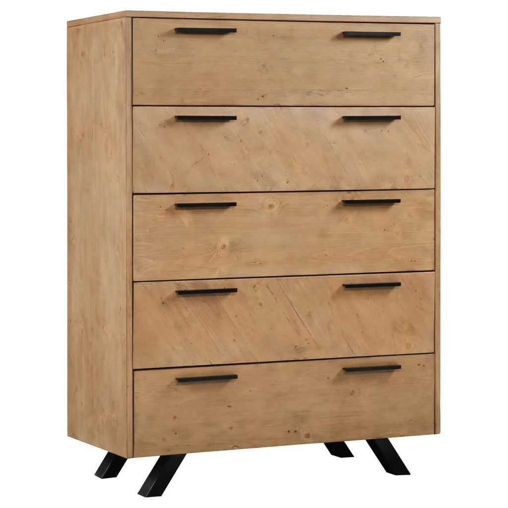 Light Honey Brown 5-drawer Rectangular Chest I93488