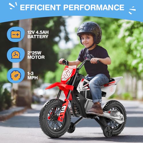 12V Kids Motorcycle with Training Wheels M9602