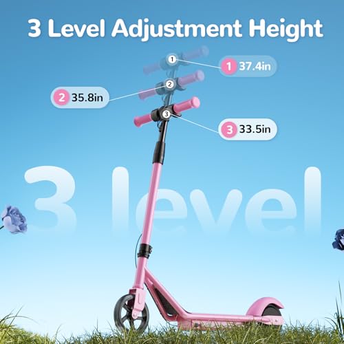 Electric Scooter with Adjustable Speed and Height, Colorful Lights, Double Brake O25213