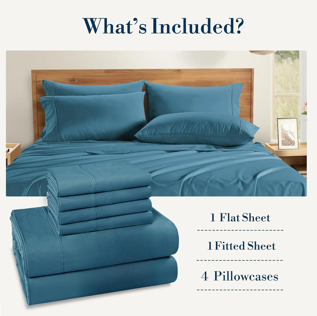 Blue Heaven 6 Piece 100% Cotton Percale Sheet Set F6613