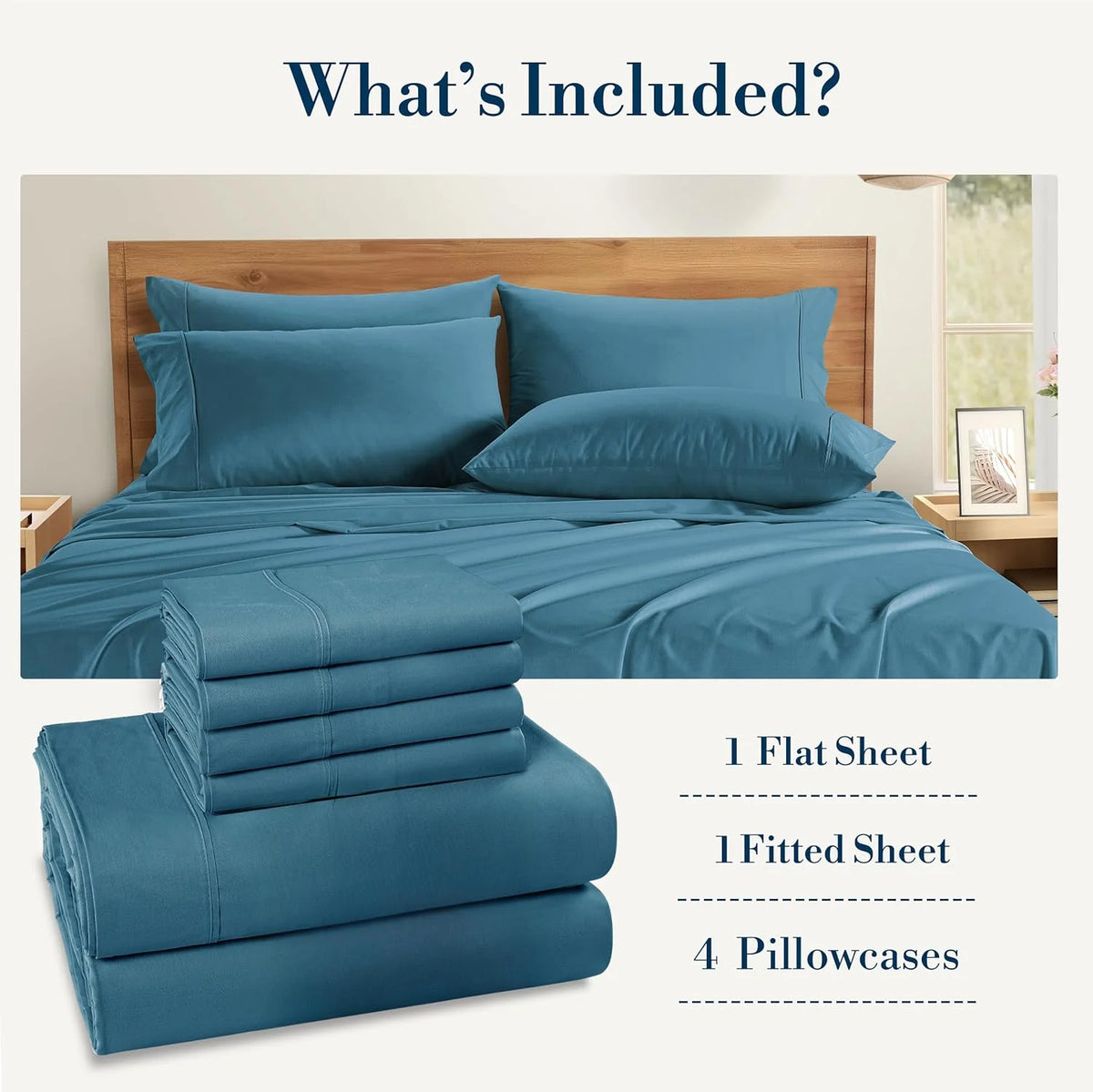 Blue Heaven 6 Piece 100% Cotton Percale Sheet Set F6613