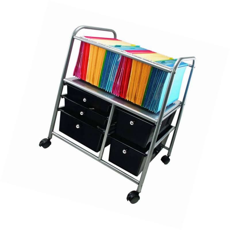 Black File Cart with Five Storage Drawers R602906