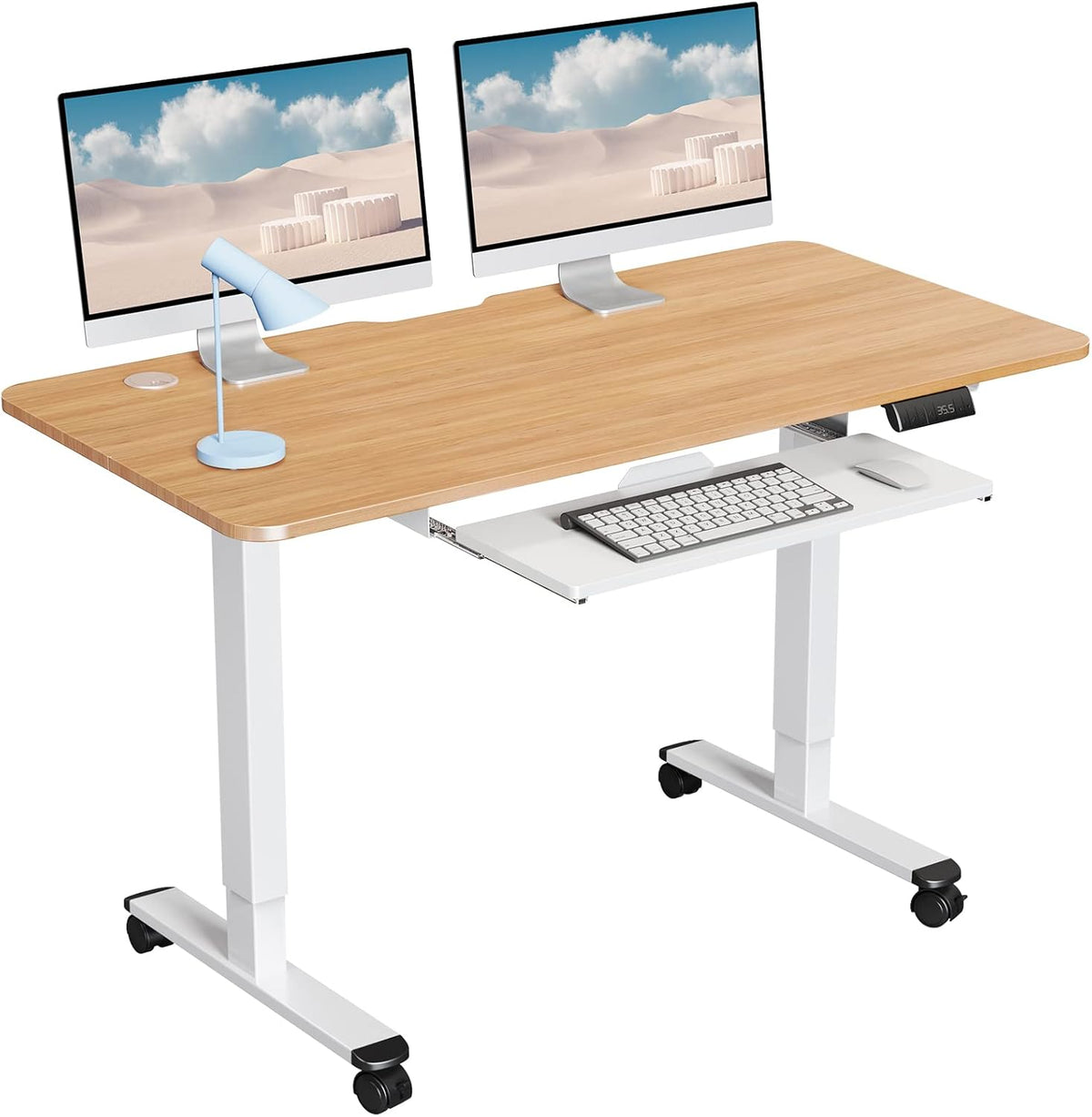 Black Electric Standing Desk with Keyboard Tray D264933