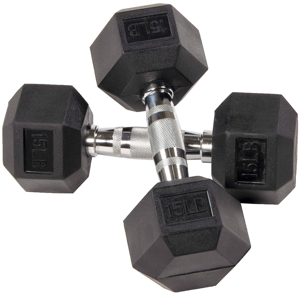 Rubber Encased Hex Dumbbell Pair Black A3340