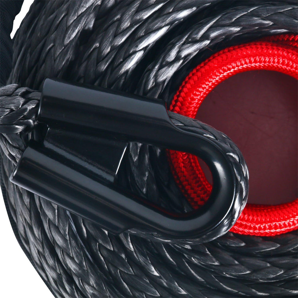 Black Synthetic Winch Rope Cable with Protective Sleeve, 22000lbs, Pack of 2 C3588