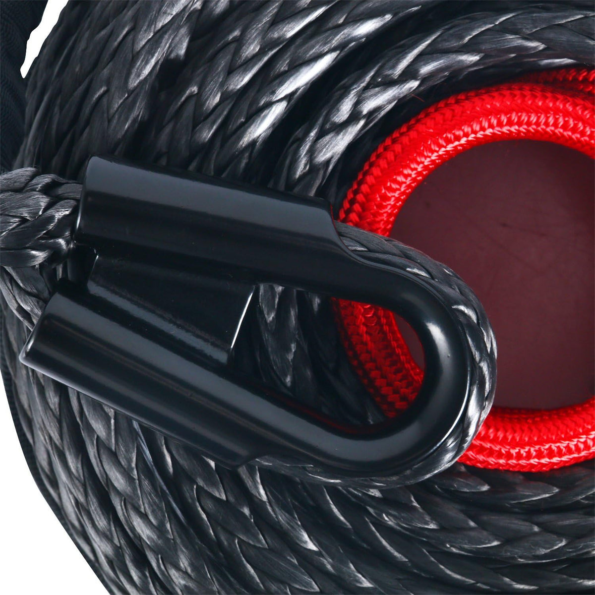 Black Synthetic Winch Rope Cable with Protective Sleeve, 22000lbs, Pack of 2 C3588