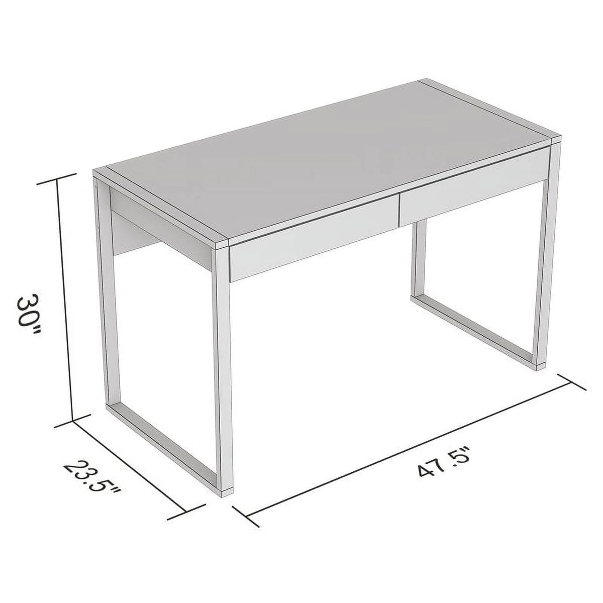 47"L 2-Drawers Black Metal Computer Desk N65276