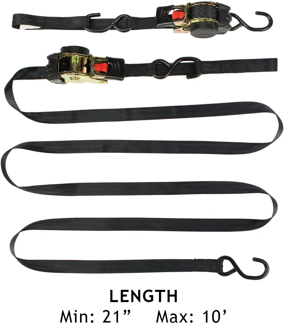 2 Auto Retract Ratchet Straps 1 x 10' Retractable Cargo Tie-Downs C978439