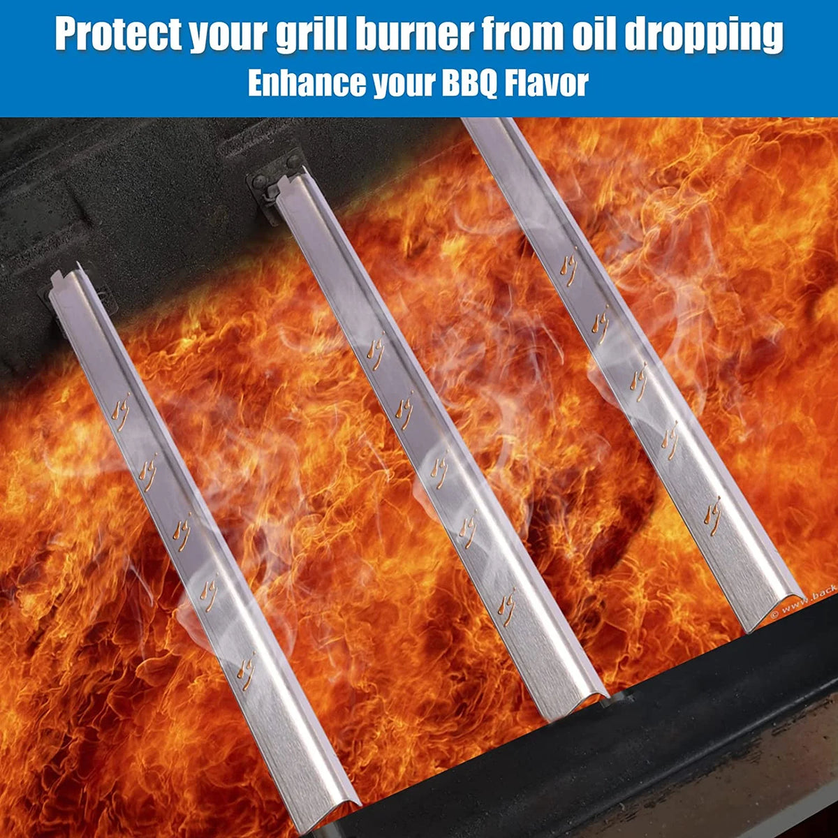 4 Pack Stainless Steel Heat Shields Tents for Gas Grill S7935