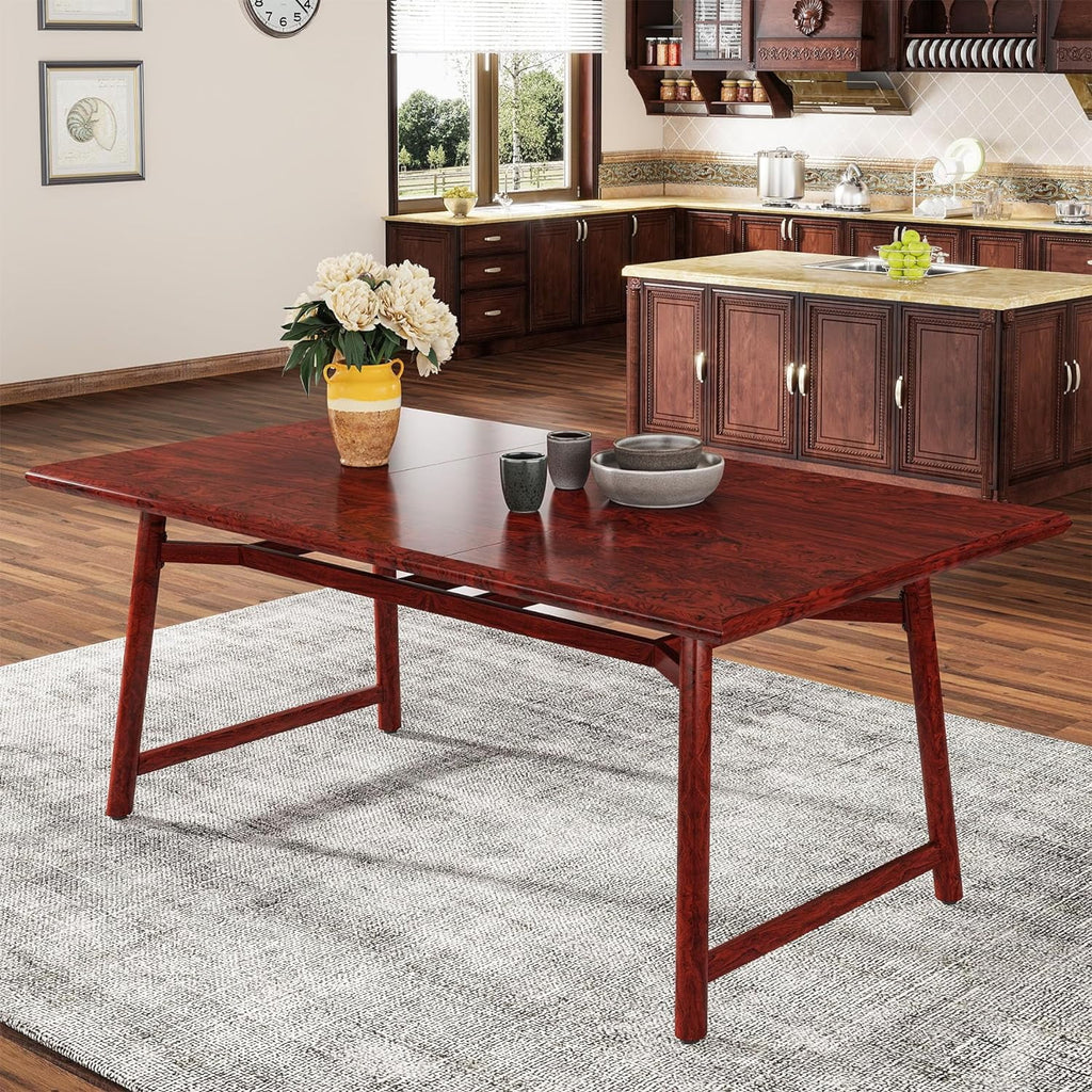 63" Rectangular Wood Dining Table with Metal Legs B440147