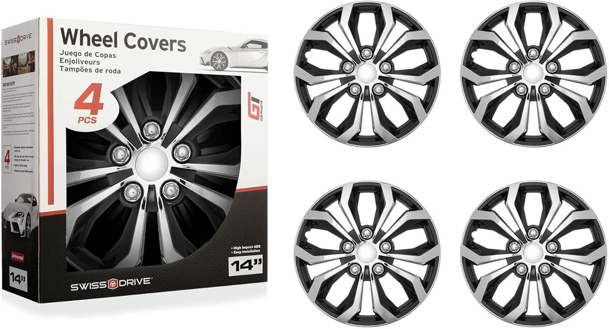 Set of 4 Chrome and Black ABS Hubcaps M7132