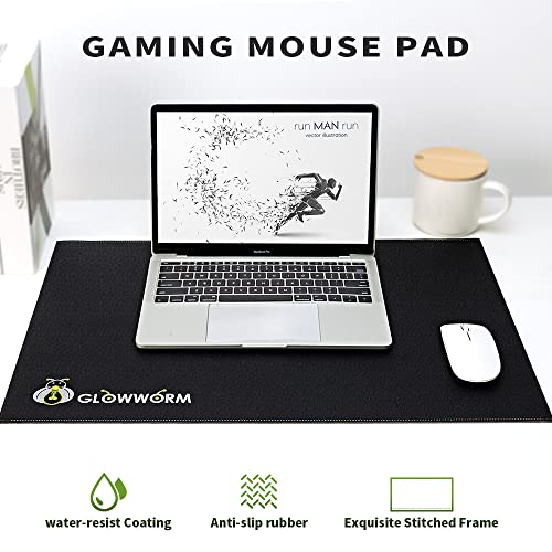 Black Non-Slip Waterproof Pu Leather Desk Pad 23.6in*15.7in S32615