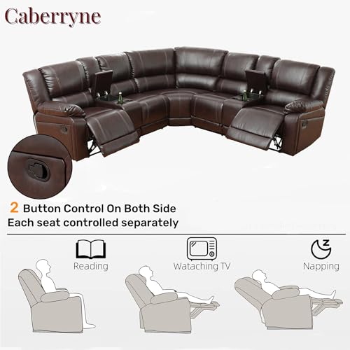 Leather L-Shaped Reclining Sectional Sofa with Chaise U21797