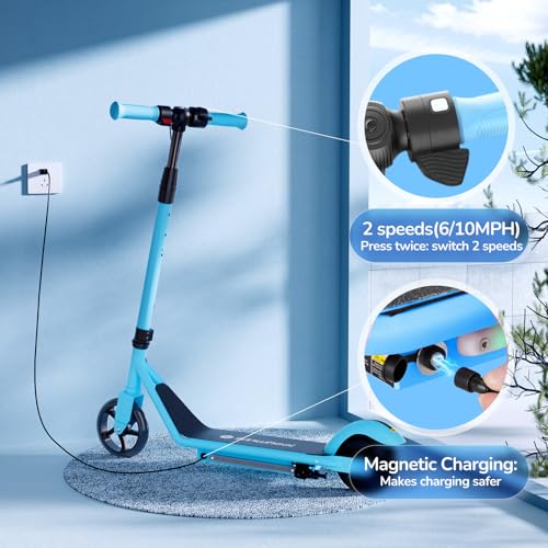 Electric Scooter with Adjustable Speed and Height, Colorful Lights, Double Brake O25213
