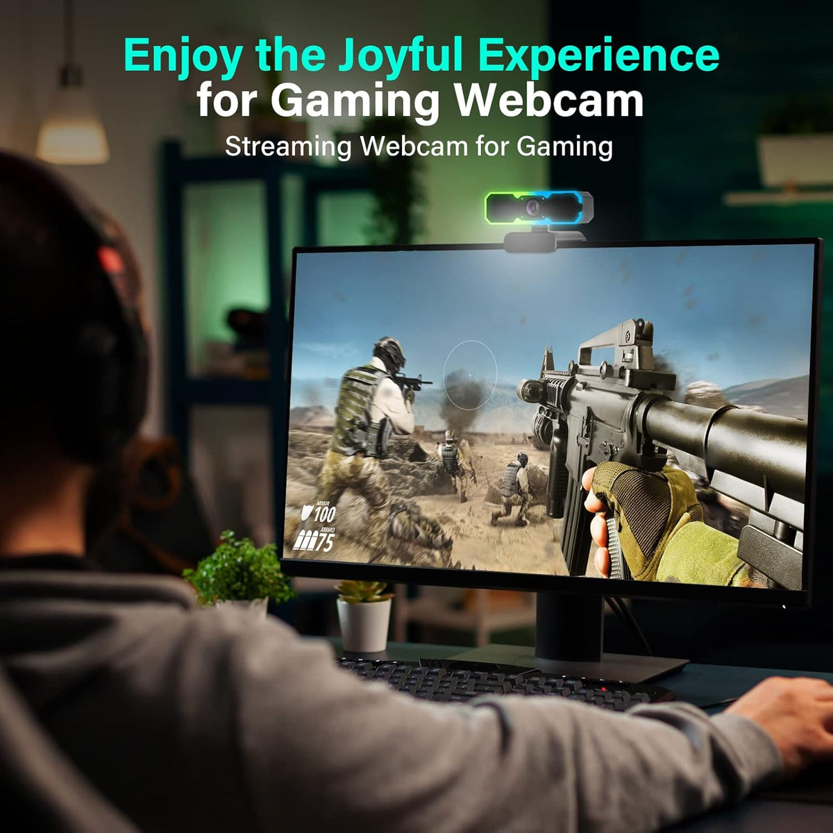 HD 1080p Webcam with Light and Microphone Z47180