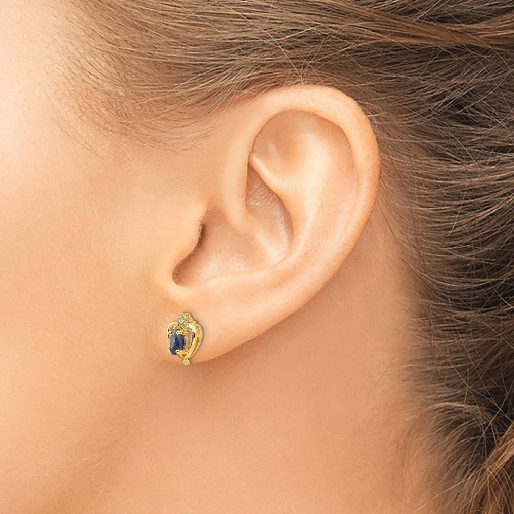 14k Sapphire and Diamond Heart Earrings R89915