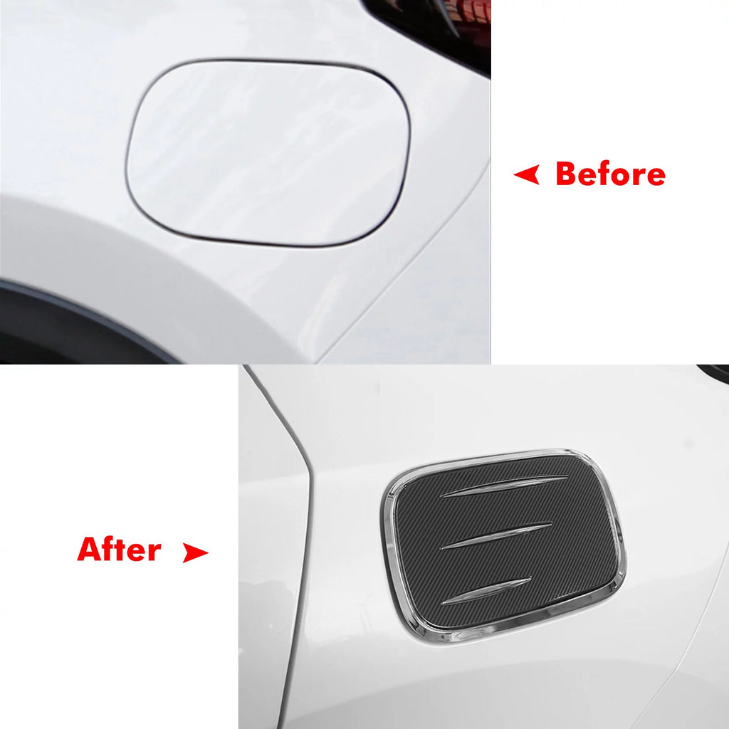 Carbon Fiber Style Fuel Tank Cover Trim Gas Cap Overlay F14658