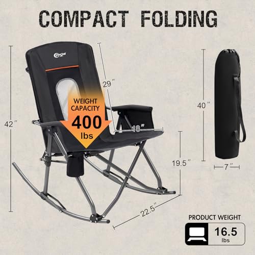 Oversized Folding Rocking Camping Chair with Carry Bag U41395
