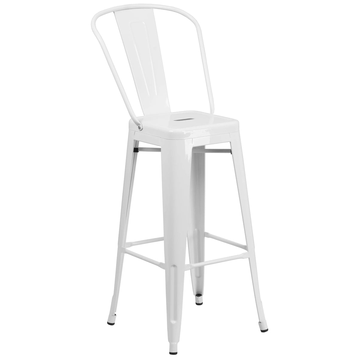 White Metal Barstool 2 Stools X57403