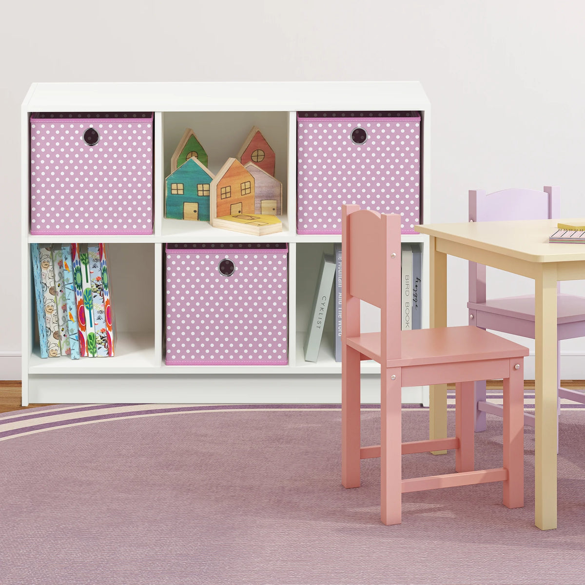 6 Cube Storage Organizer Bookcase with Bins V707