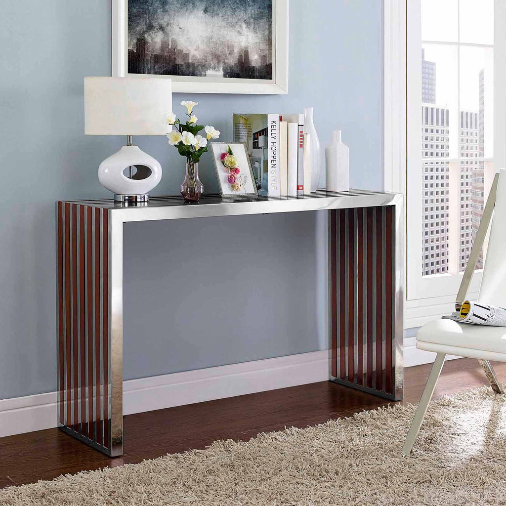 Walnut Wood Inlay Console Table or Bench T592222