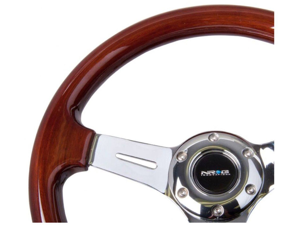 Chrome 3 Spoke 330mm Wood Grain Steering Wheel S7287