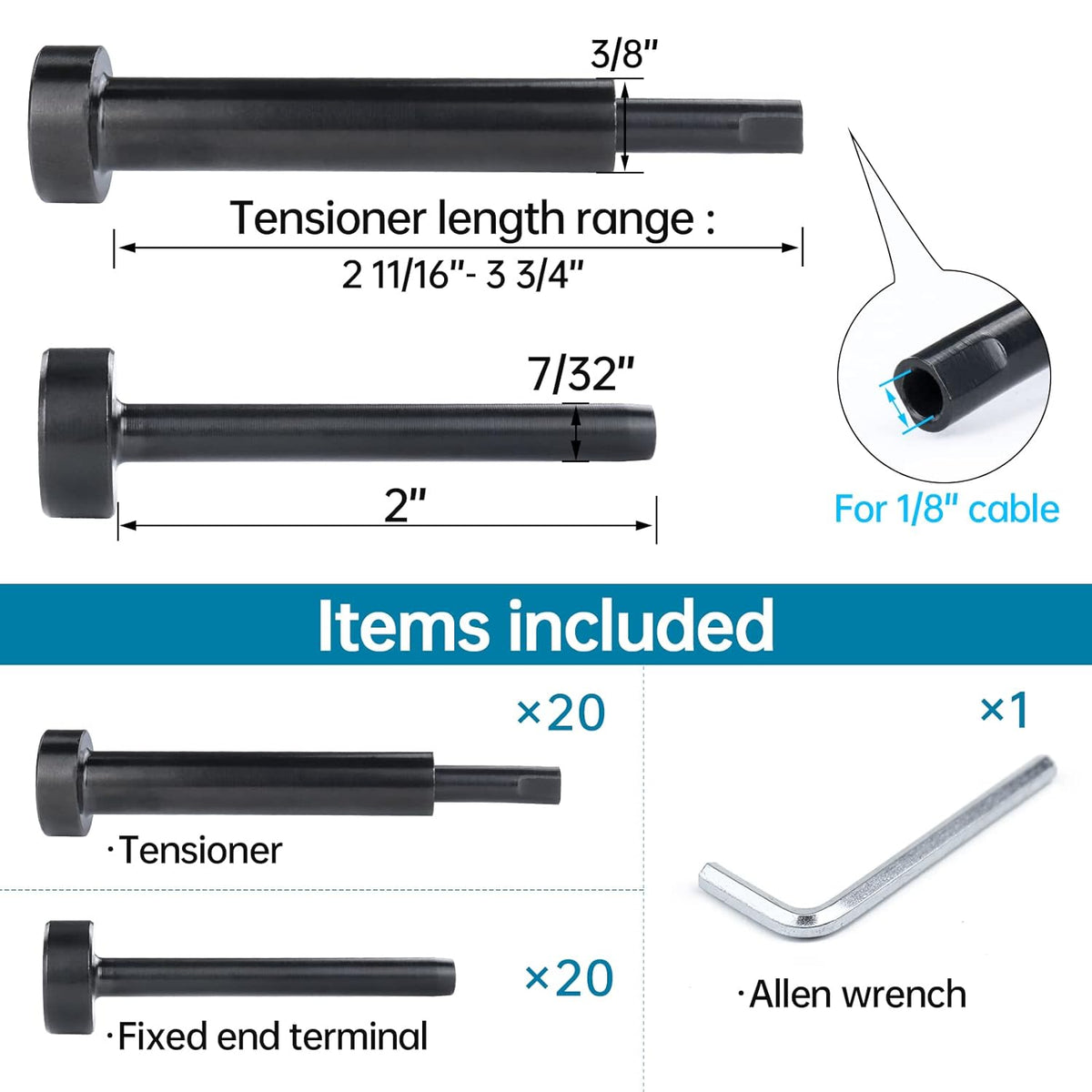 Black Invisible Cable Railing Kit 1/8 T316 Stainless Steel C6790