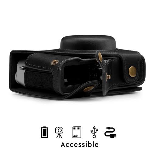 Black Top Grain Leather Camera Case D107822