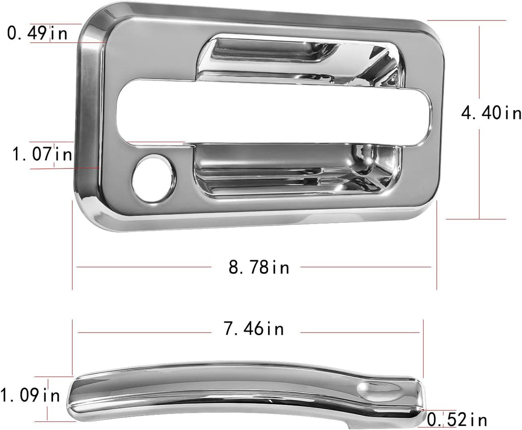 Chrome Door Handle Cover Trims Bezel with Key Hole Pack of 2 T3678