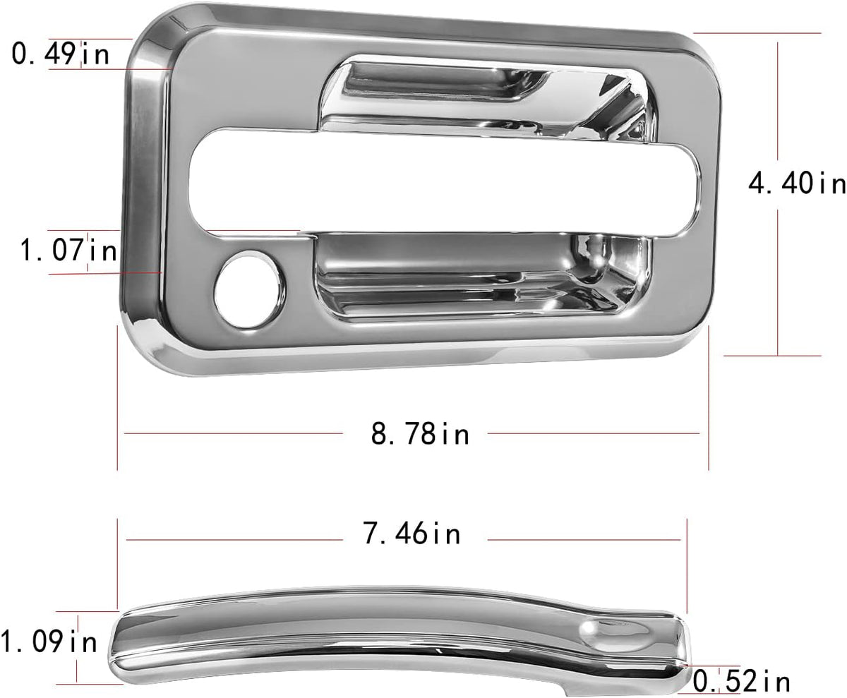 Chrome Door Handle Cover Trims Bezel with Key Hole Pack of 2 T3678