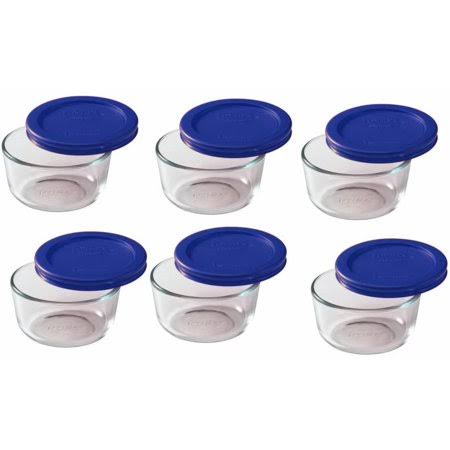 1 Cup Round Clear Storage Containers with Blue Lid, 12 Pc A203