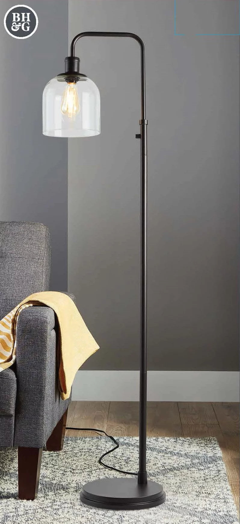 60" 1-Light Black Metal Floor Lamp R37892