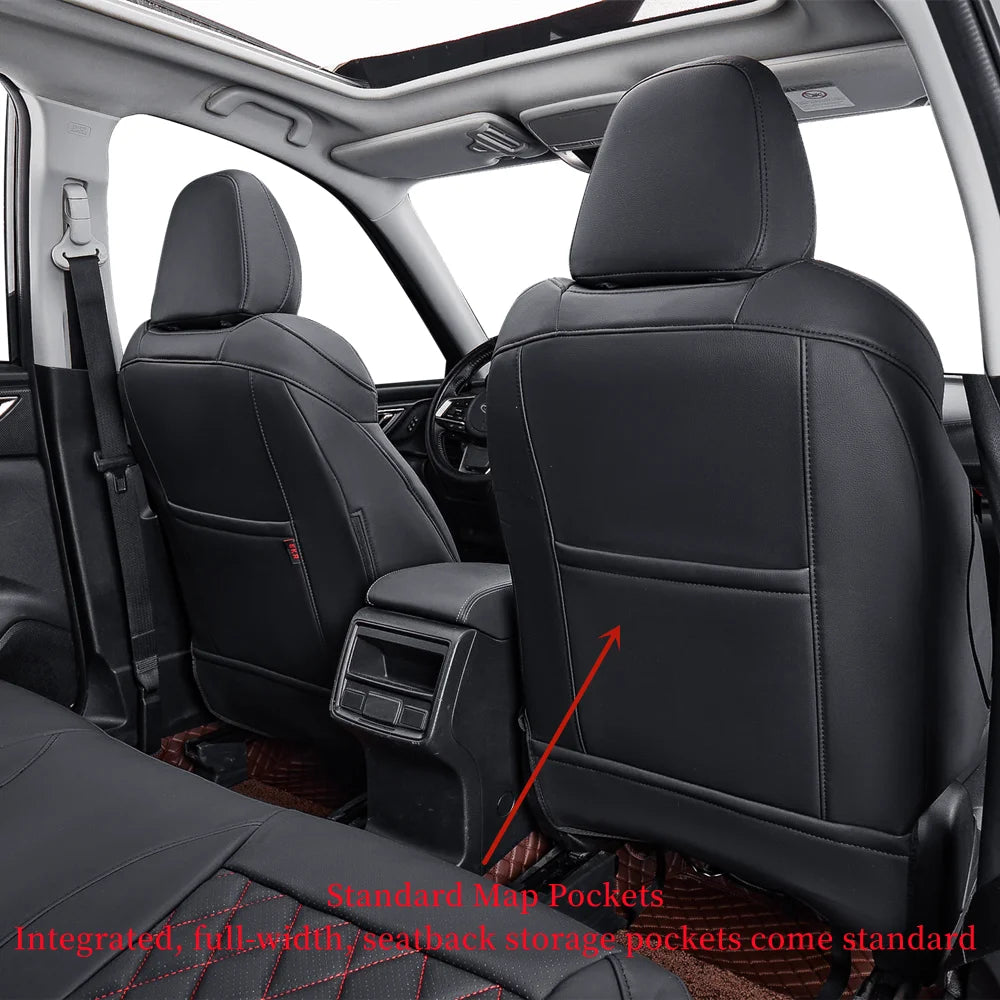 Black/Red Leatherette Full Set Car Seat Covers Y2771