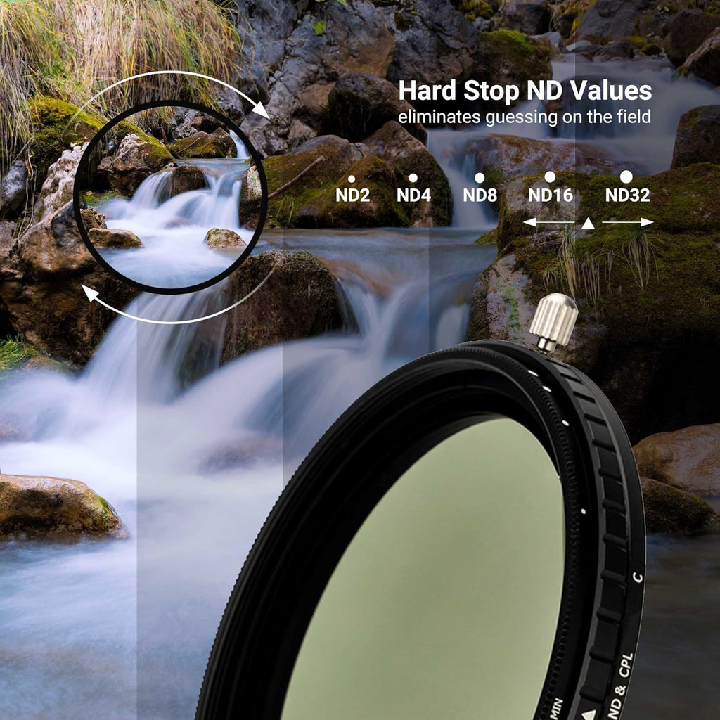 82mm Variable ND Filter & CPL Polarizer Filter with Storage Case and Lens Cap K60455