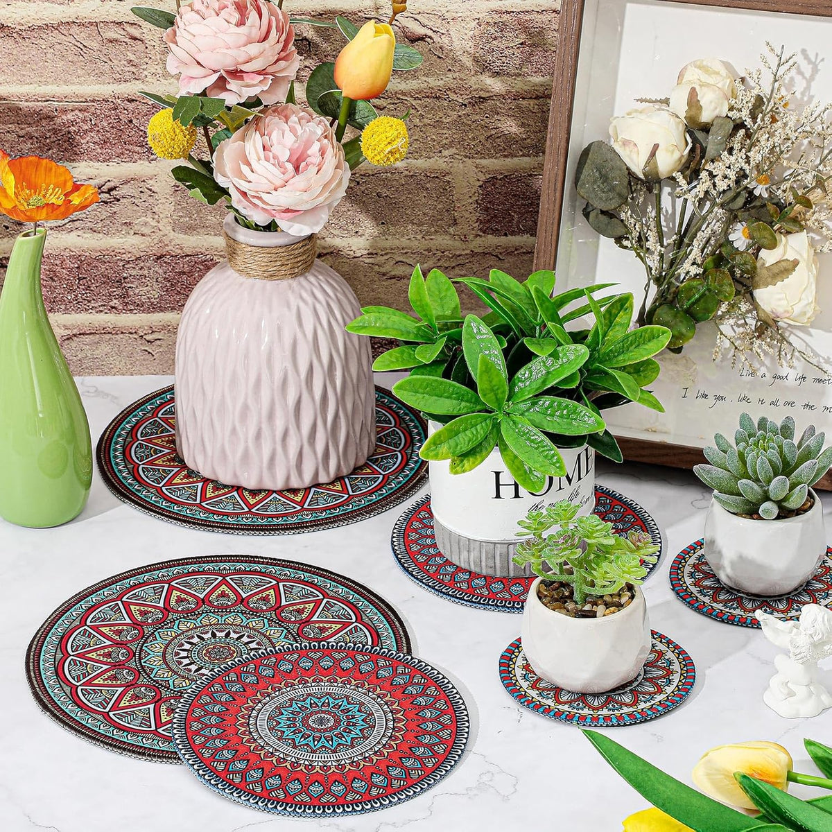 6 Pcs Absorbent Non Slip Round Plant Pot Mat X932571