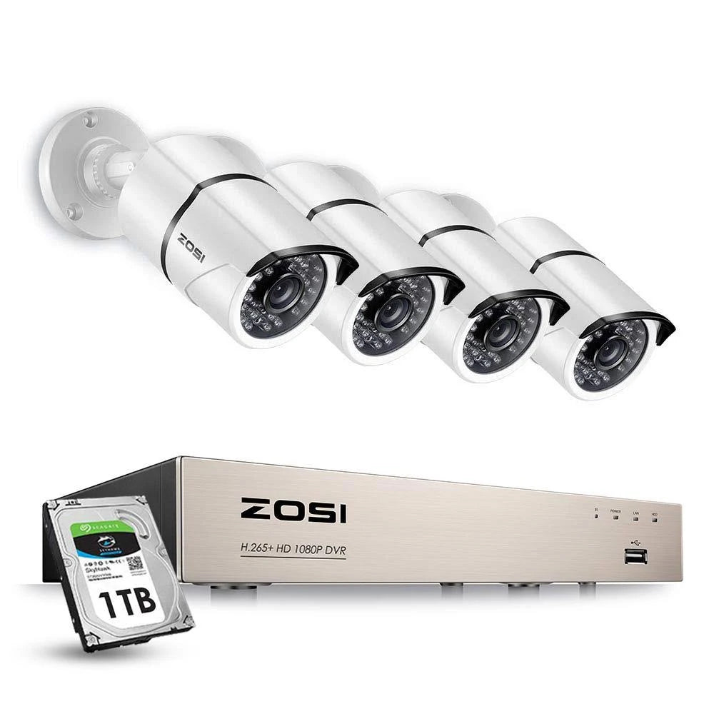 8-Channel 1080p 1TB DVR Security Camera System with 4 Wired Bullet Cameras B792489