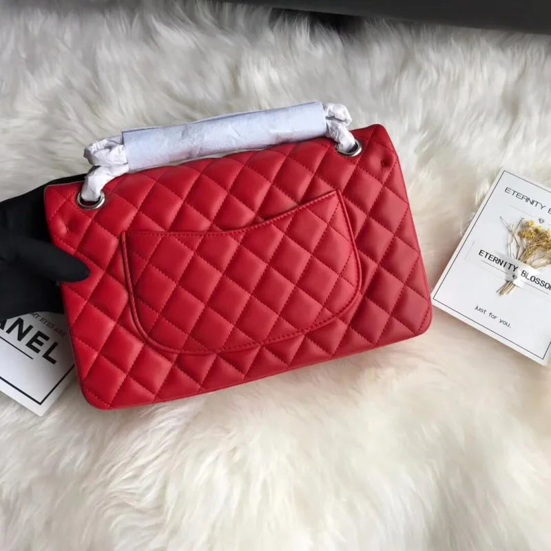 Red Medium Size Lambskin Leather Flap Bag G64003