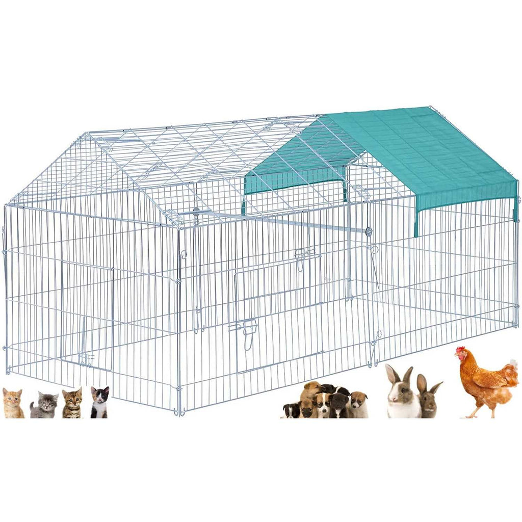 Large Galvanized Steel Outdoor Pet Hutch Enclosure B29618