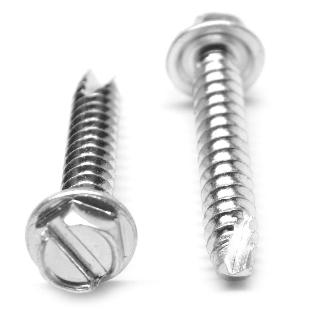 #8-18 x 3/8 Thread Cutting Screw Slotted Hex Washer Head Zinc Plated T6421