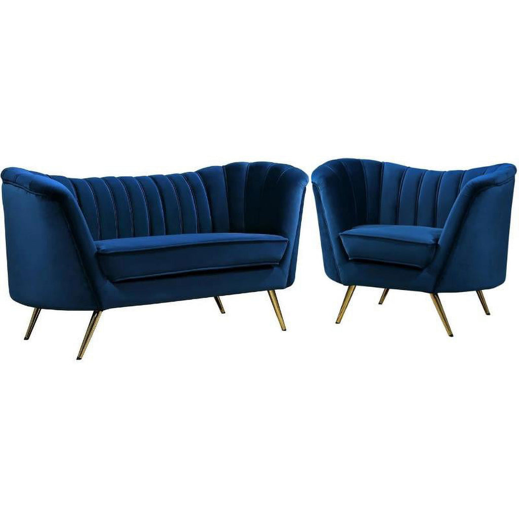 2 Piece Velvet Living Room Furniture Set with Loveseat and Accent Chair E432555