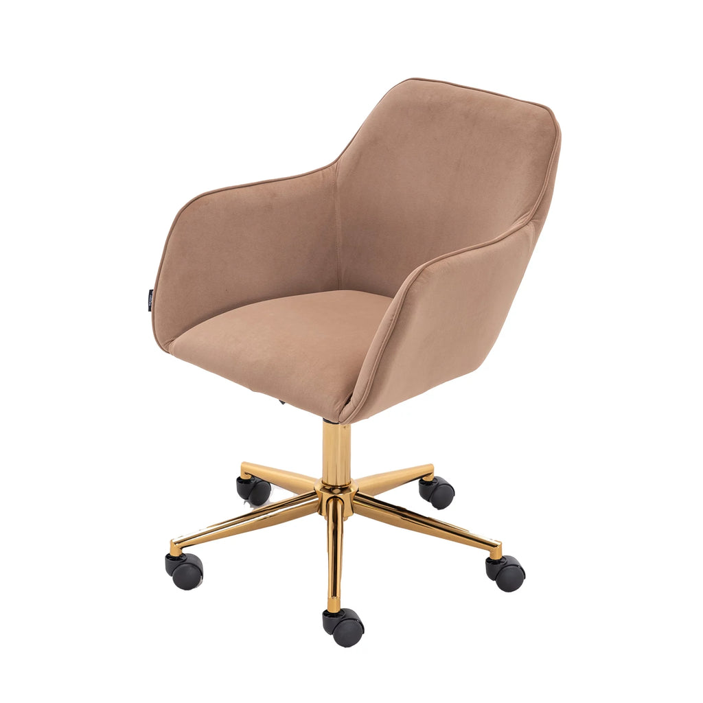 Velvet Adjustable Height Office Chair with Metal Legs and Wheels I5310