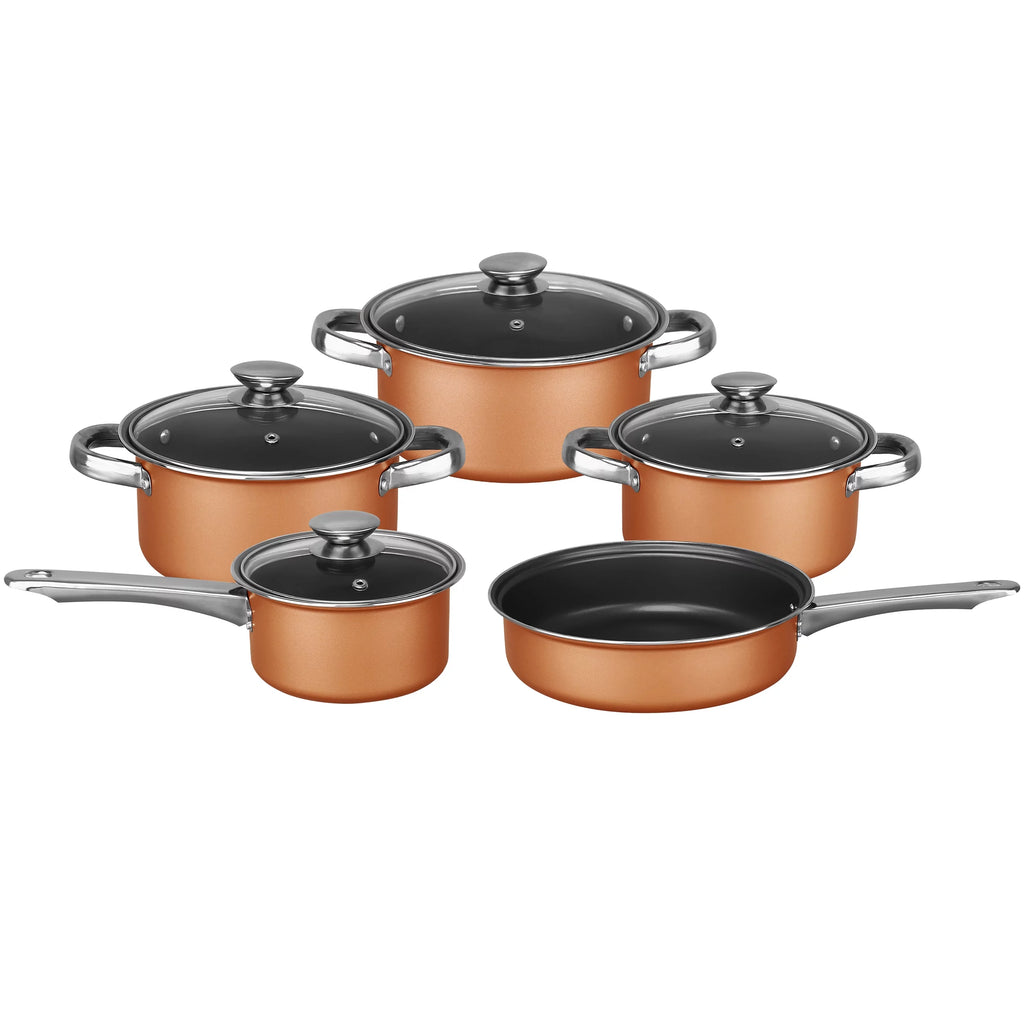 9-Piece Nonstick Copper-Clad Cookware Set with Glass Lids J2906