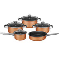 9-Piece Nonstick Copper-Clad Cookware Set with Glass Lids J2906