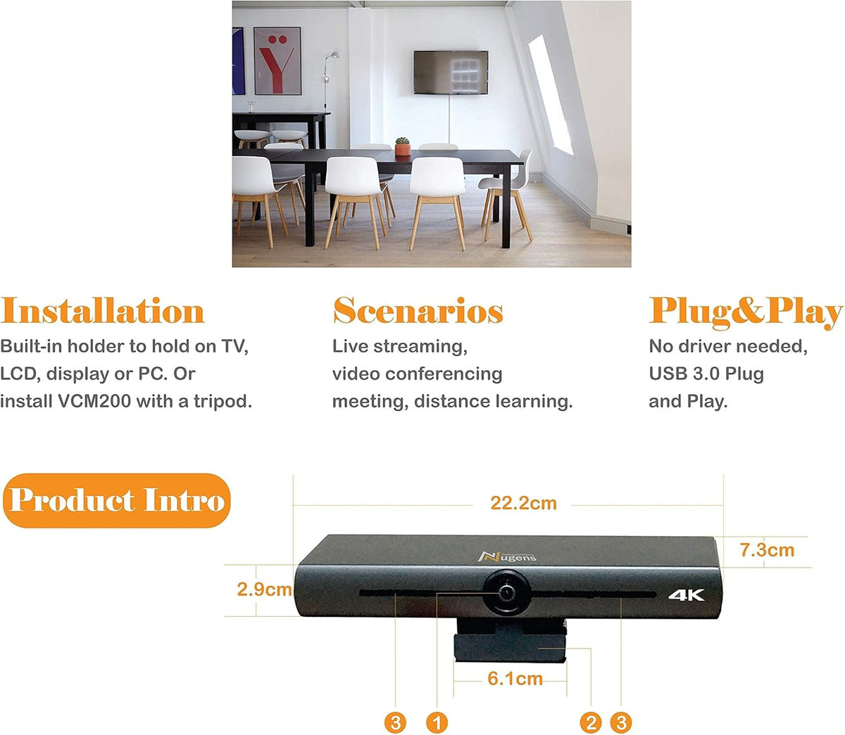 AI 4K Auto-Framing Video Conference Camera J331