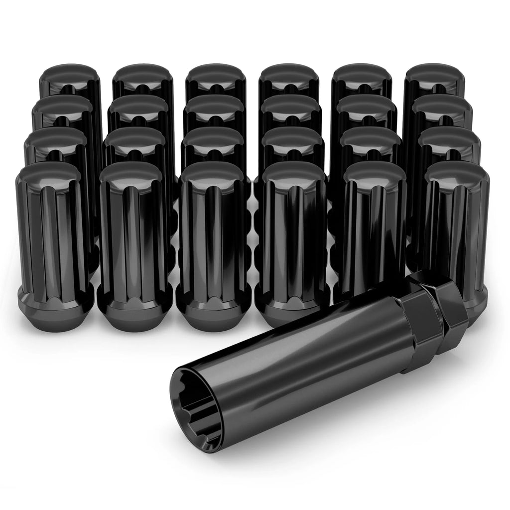 Black Chrome M14 x 1.50 Spline Lug Nut, 24 Pack T6106