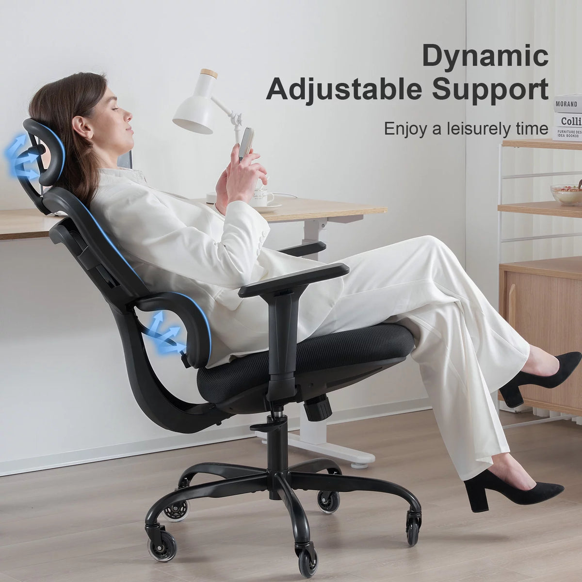 Black Ergonomic Mesh Office Chair with Lumbar Support and Wheels G495