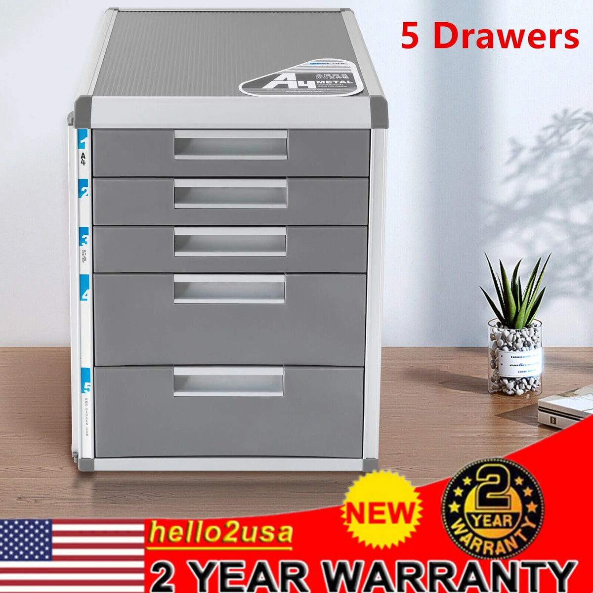 5 Drawer Aluminum Desktop Drawer Organizer X7712