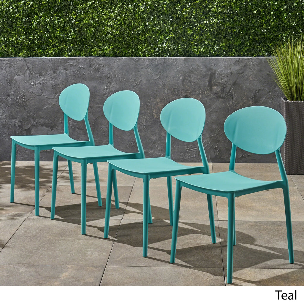 Teal Plastic Stacking Dining Chairs Set of 4 D628230