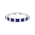 Lab Created Blue Sapphire Half Eternity Ring with Diamond - 2 CT, 14K White Gold, US 6.00 W64887