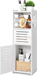 Slim Bathroom Storage Cabinet with Double Door and 3 Tier Shelf E143256